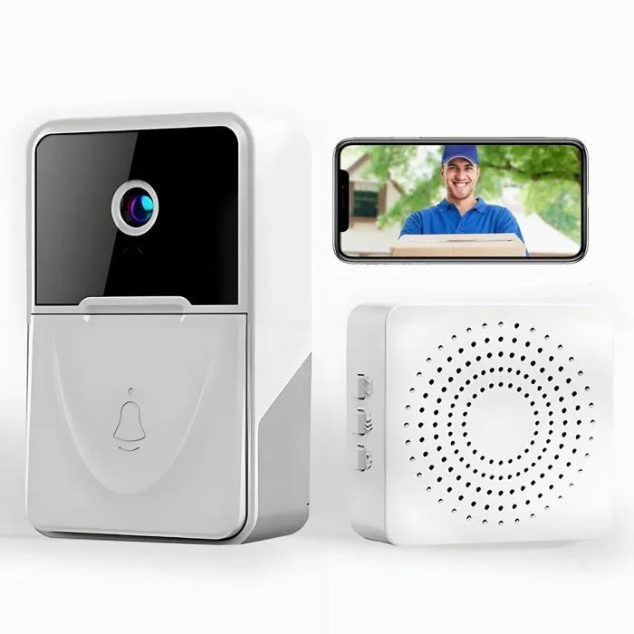 جرس باب الذكي -  Sonnette sans fil avec camera surveillance 1080p wifi.
