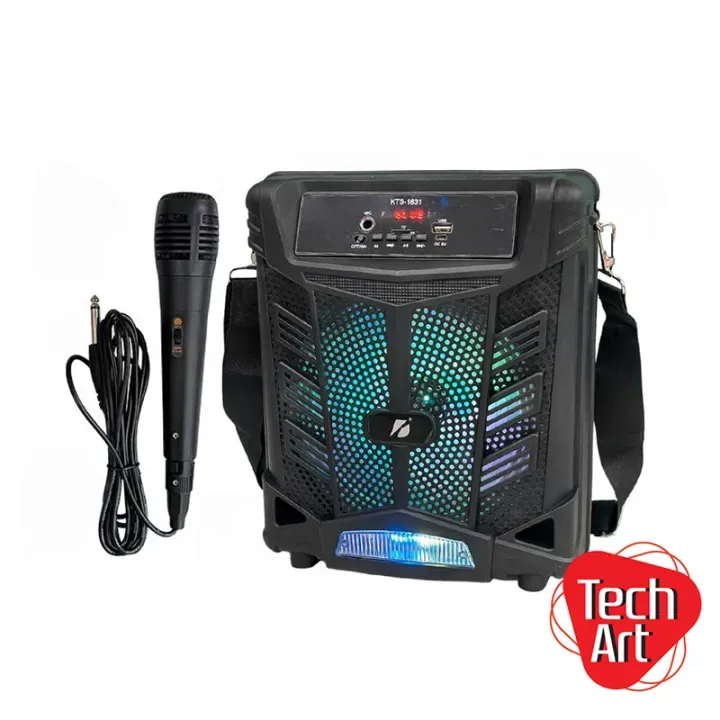 مكبر صوت محمول بلوتوث بحجم كبير مع أضواء LED وميكروفون  