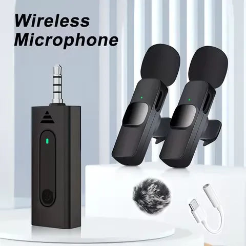 طقم ميكروفون لاسلكي احترافي عالي الجودة - Intelligent Wireless Microphone K35