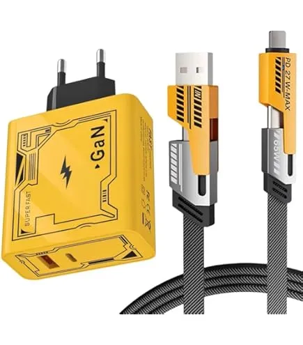  اقوى شاحن و بآخر تقنيات الحديثة مع كابل 4 في 1 - Super Fast Chargeur 120W GaN - 