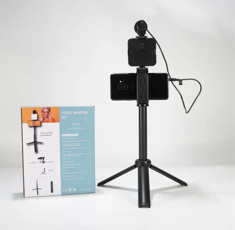 والتدوين الفيديو لصناعة الجديد AY-49T القوائم ثلاثي حامل المباشر للبث وميكروفون LED إضاءة مع 