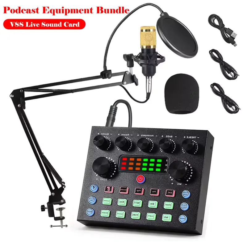 جديد ميكروفون تسجيل صوت احترافي BM-800 + V8S Sound Card